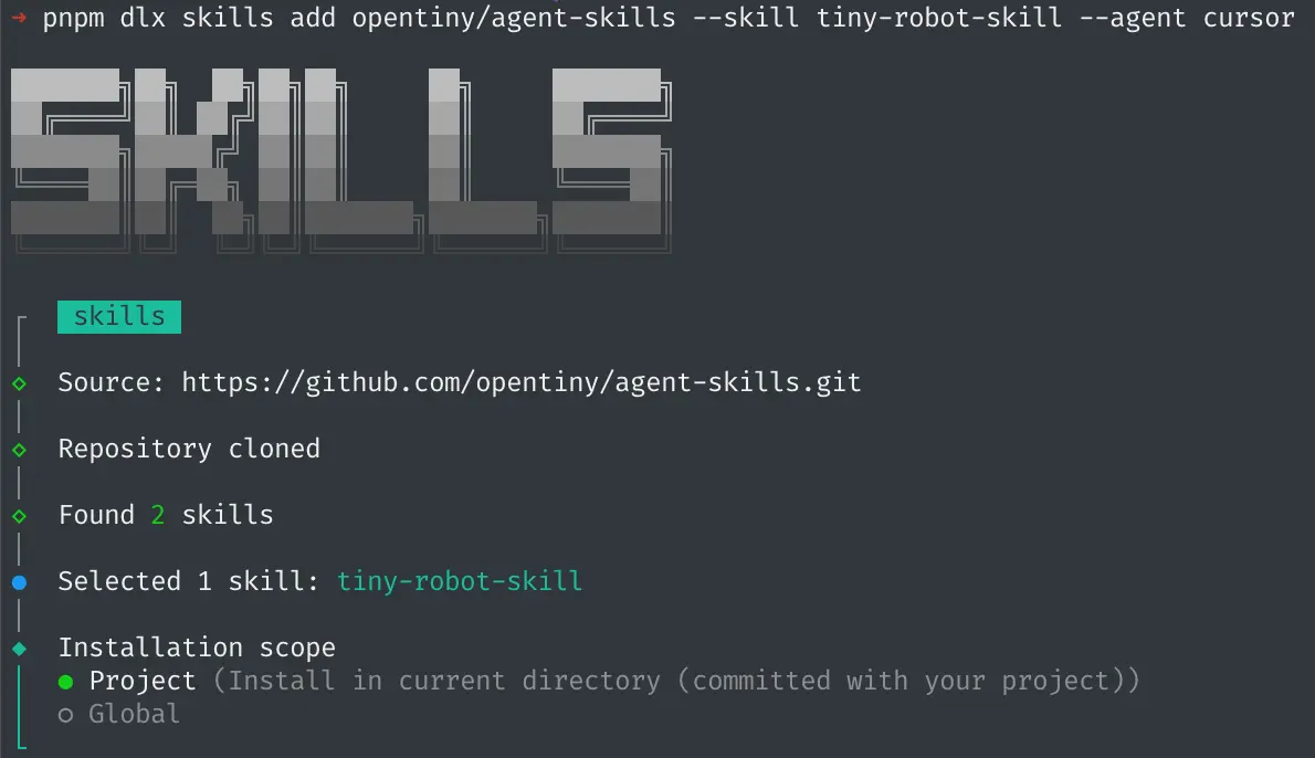 TinyRobot Skills 使用指南：让 AI 辅助搭建 AI 对话页面